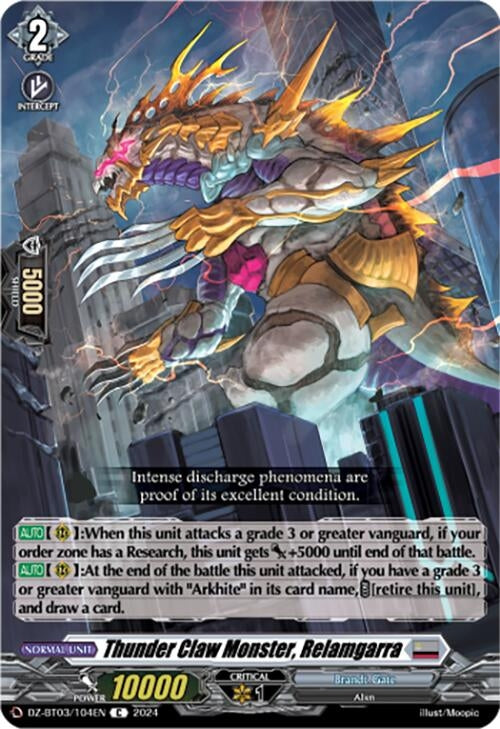Thunder Claw Monster Relamgarra (3104) [DZ-BT03] - Cardfight Vanguard Single
