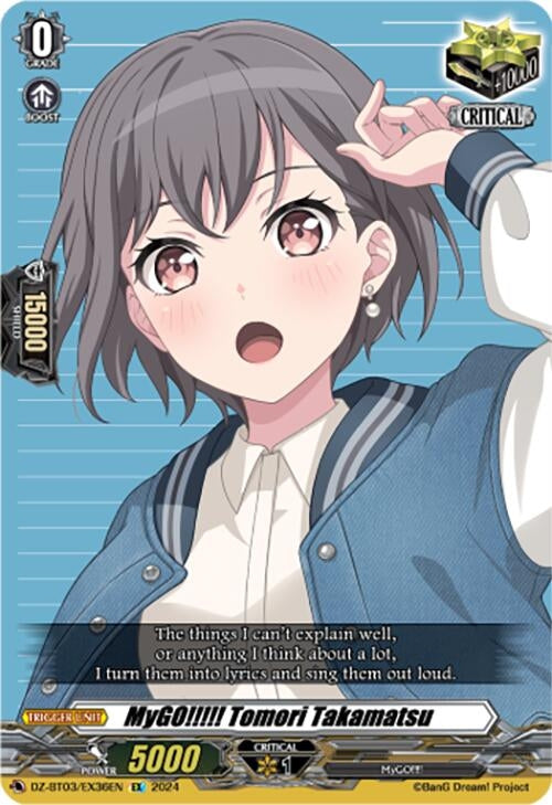 MyGO!!!!! Tomori Takamatsu (EX) (336) [DZ-BT03] - Cardfight Vanguard Single