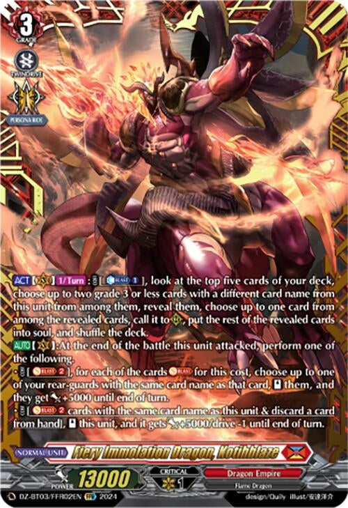 Fiery Immolation Dragon Kotihblaze (FFR) (302) [DZ-BT03] - Cardfight Vanguard Single