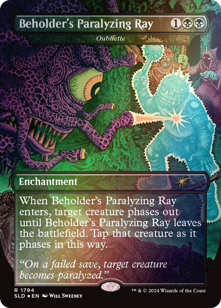 Beholder’s Paralyzing Ray - Oubliette (Rainbow Foil) (1794) [SLD] - MTG Single