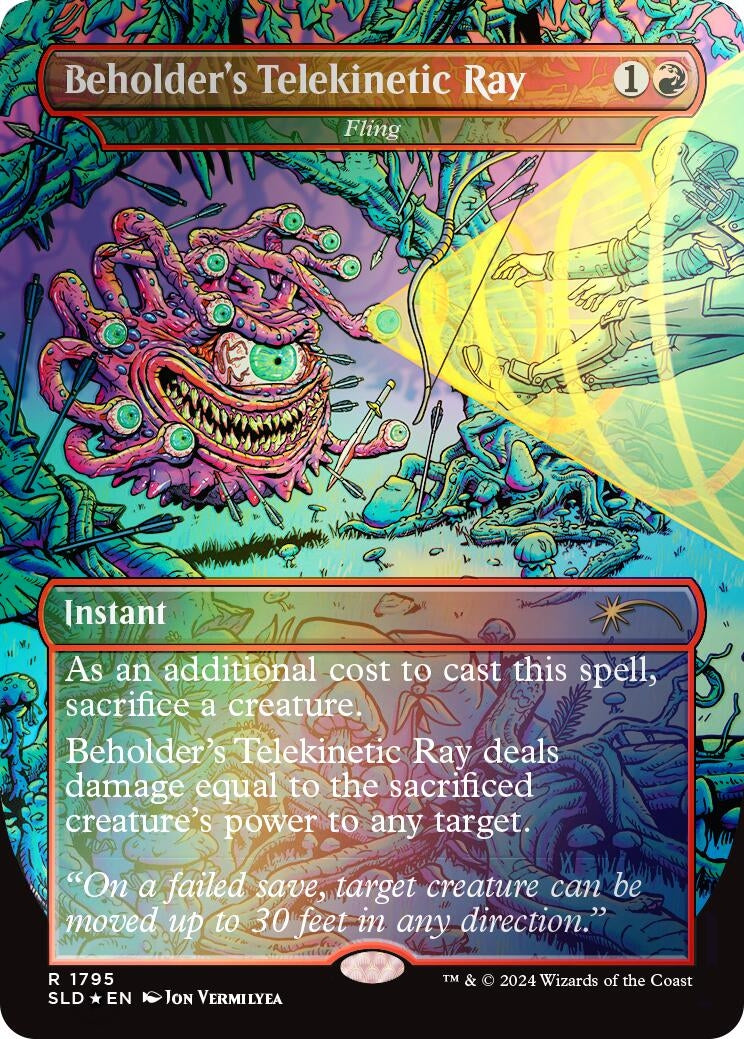 Beholder’s Telekinetic Ray - Fling (Rainbow Foil) (1795) [SLD] - MTG Single