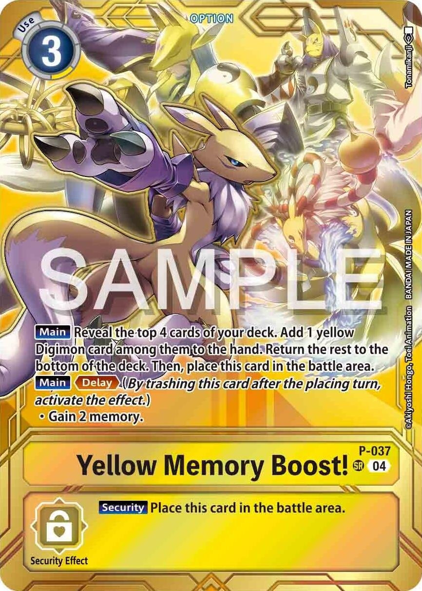 Yellow Memory Boost! - P-037 (Premium Card Collection - Memory Boost! Set) (37) [D-PR] - Digimon Card Game Single