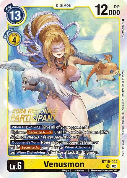 Venusmon (2024 Regionals Participant) (10042) [BT10] - Digimon Card Game Single