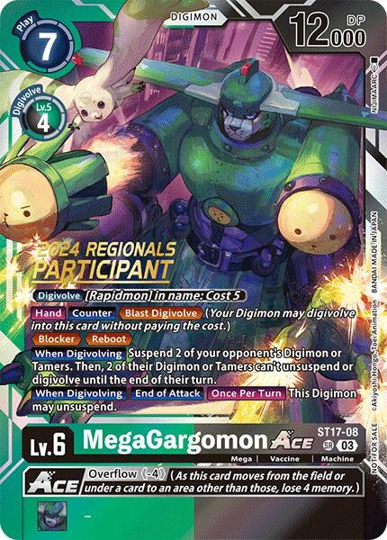 MegaGargomon ACE (2024 Regionals Participant) (1708) [ST-17] - Digimon Card Game Single