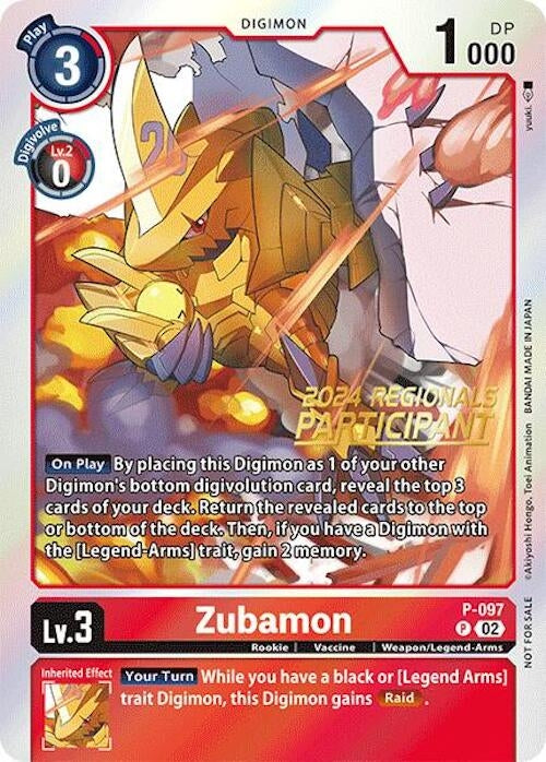 Zubamon - P-097 (2024 Regionals Participant) (97) [D-PR] - Digimon Card Game Single