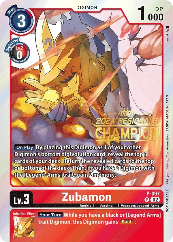 Zubamon - P-097 (2024 Regionals Champion) (97) [D-PR] - Digimon Card Game Single