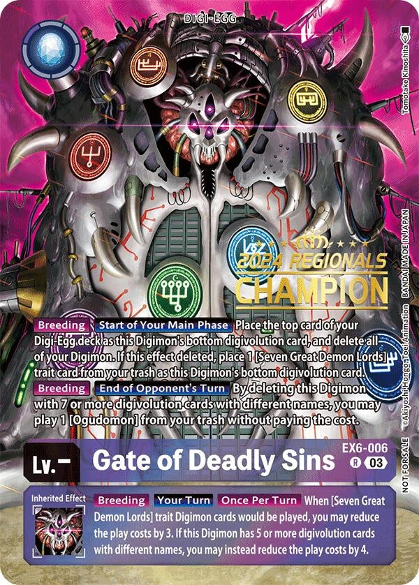 Gate of Deadly Sins (2024 Regionals Champion) (6006) [EX06] - Digimon Card Game Single