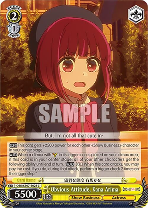Obvious Attitude Kana Arima (107028) [OSK] - Weiss Schwarz Single