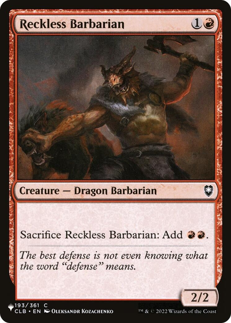 Reckless Barbarian (193) [LIST] - MTG Single