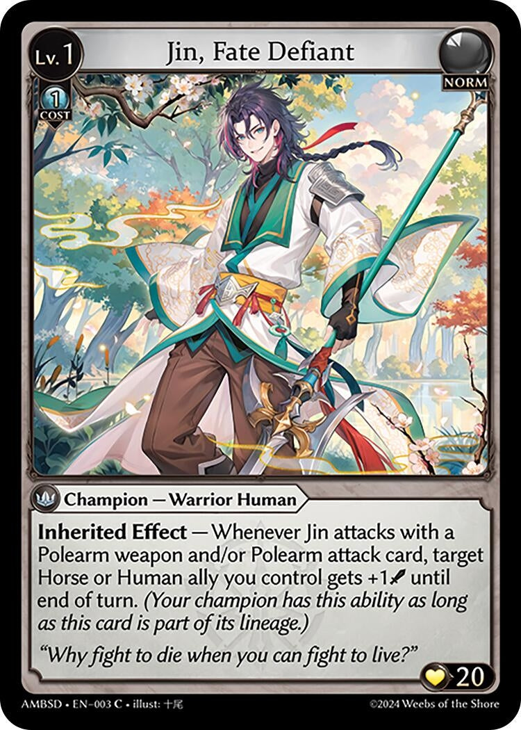 Image for Jin, Fate Defiant (003) (Mortal Ambition Starter Decks) - Grand Archive TCG