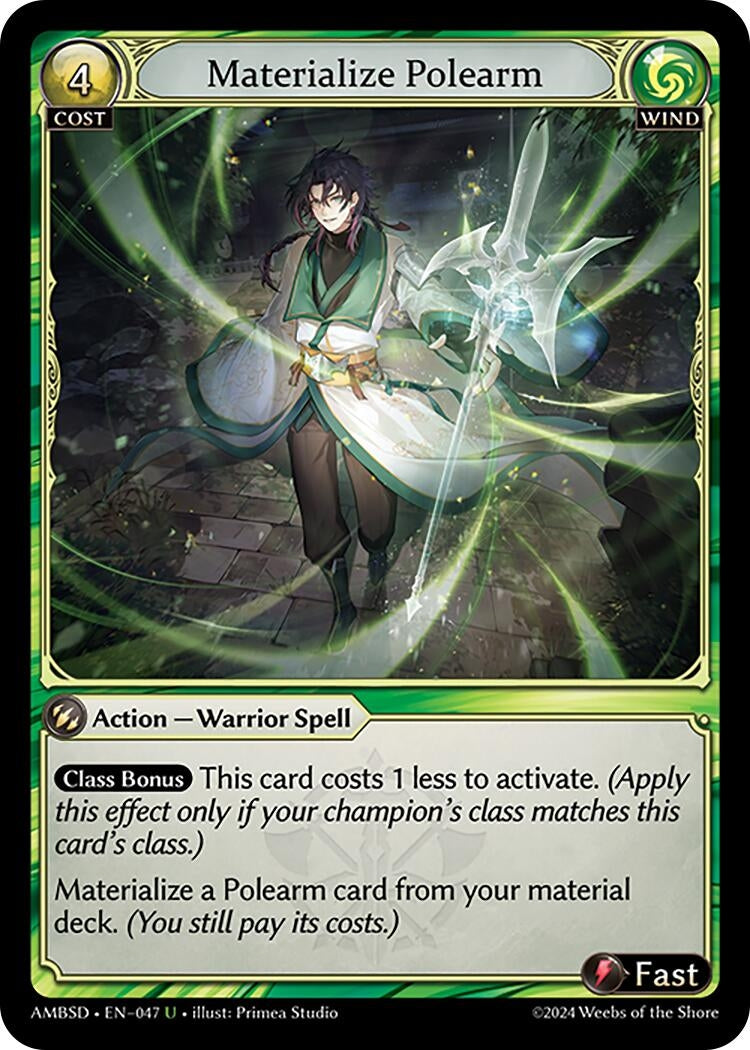 Image for Materialize Polearm (047) (Mortal Ambition Starter Decks) - Grand Archive TCG