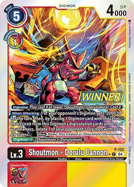 Shoutmon + Dorulu Cannon (Store Tournament 2024 Oct. - Dec. Winner Pack) (152) [D-PR] - Digimon Card Game Single