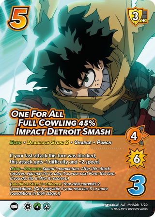 One For All Full Cowling 45% Impact Detroit Smash (Alternate Art) (8720) [DHA] - UniVersus Single