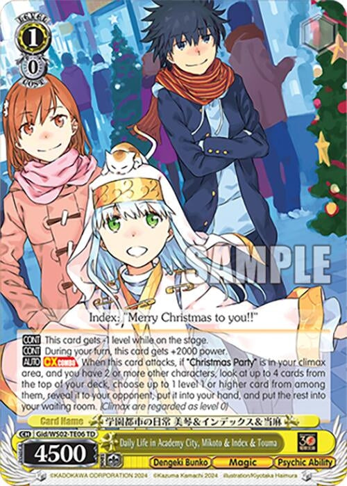 Daily Life in Academy City Mikoto & Index & Touma (206) [G**] - Weiss Schwarz Single