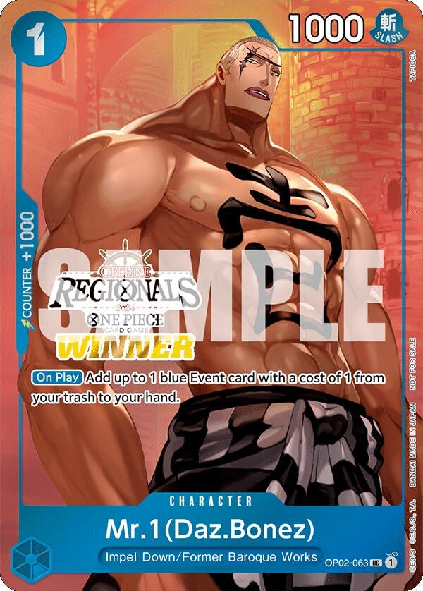 Mr.1 (Daz.Bonez) (Offline Regional 2024 Vol. 3) [Winner] (2063) (OP-PR) - One Piece Card Game Single