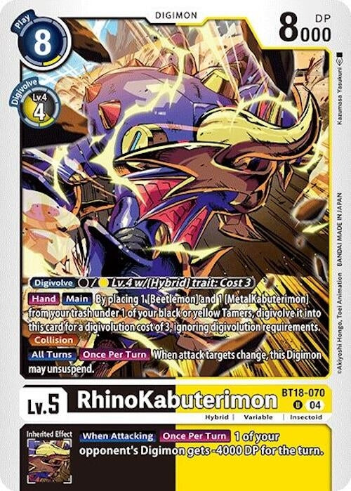RhinoKabuterimon (18070) [BT18-20] - Digimon Card Game Single