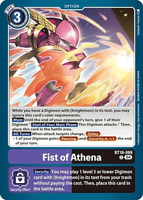 Fist of Athena (18099) [BT18-20] - Digimon Card Game Single