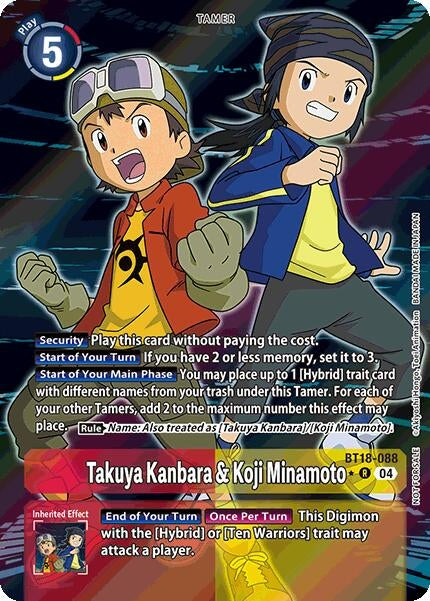 Takuya Kanbara & Koji Minamoto (Release Special Booster 2.0: Box Promotion Pack) (18088) [BT18-20] - Digimon Card Game