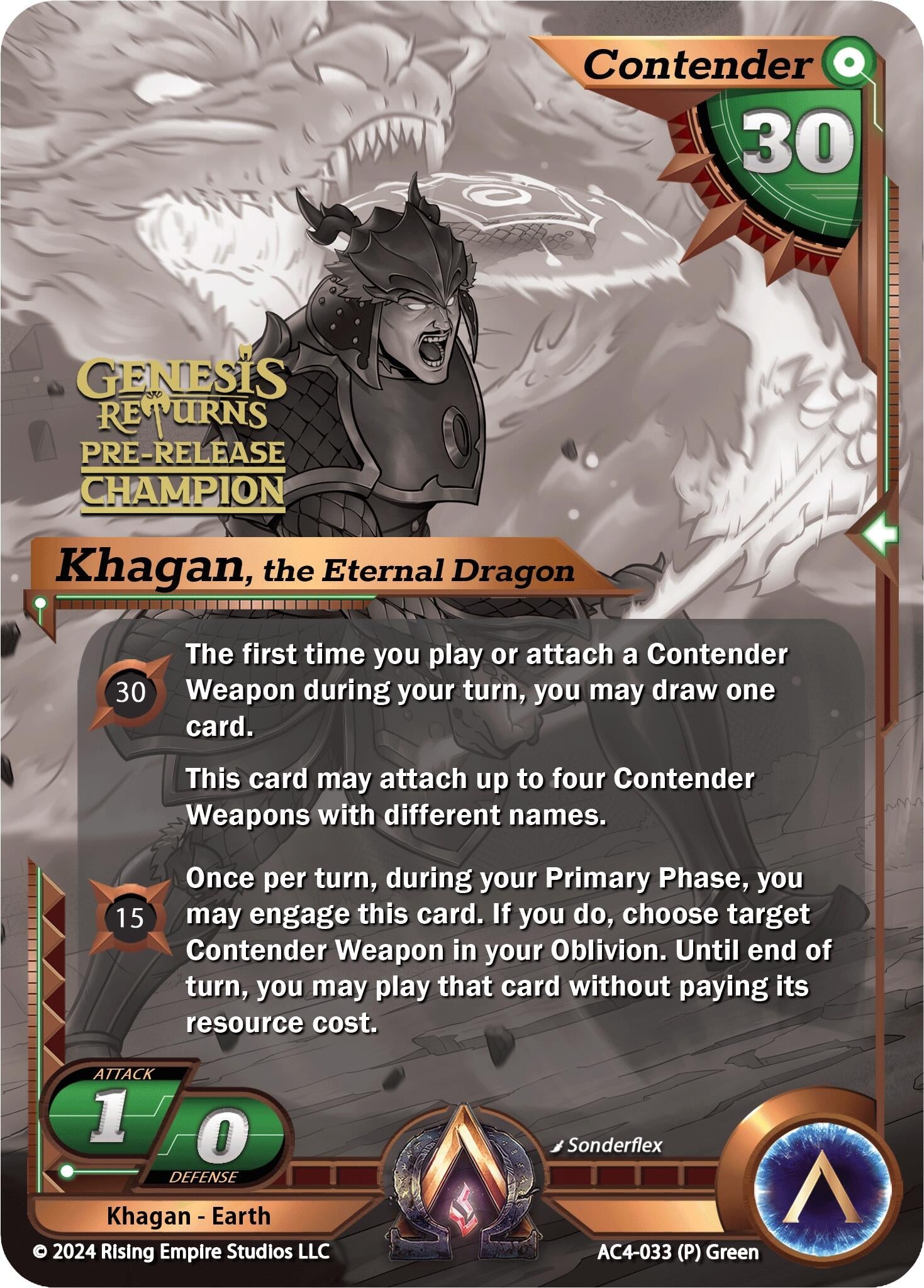 Khagan the Eternal Dragon (Pre-Release Champion) (4033) [AC4] - Alpha Clash Single