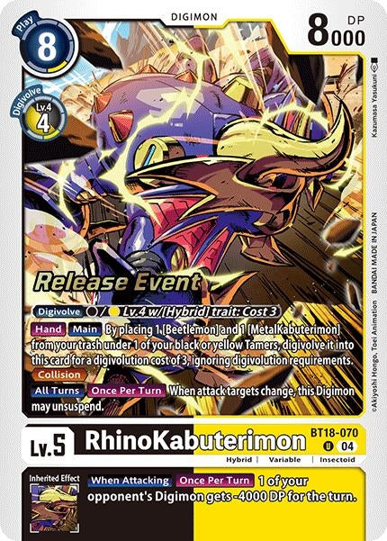 RhinoKabuterimon (18070) [BT18-20_PR] - Digimon Card Game Single