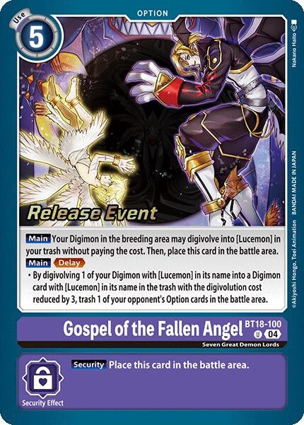 Gospel of the Fallen Angel (18100) [BT18-20_PR] - Digimon Card Game Single