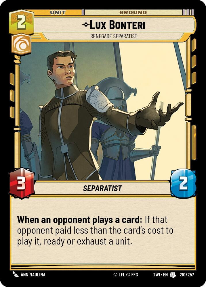 Lux Bonteri - Renegade Separatist (210) (TOR) - Star Wars: Unlimited Single