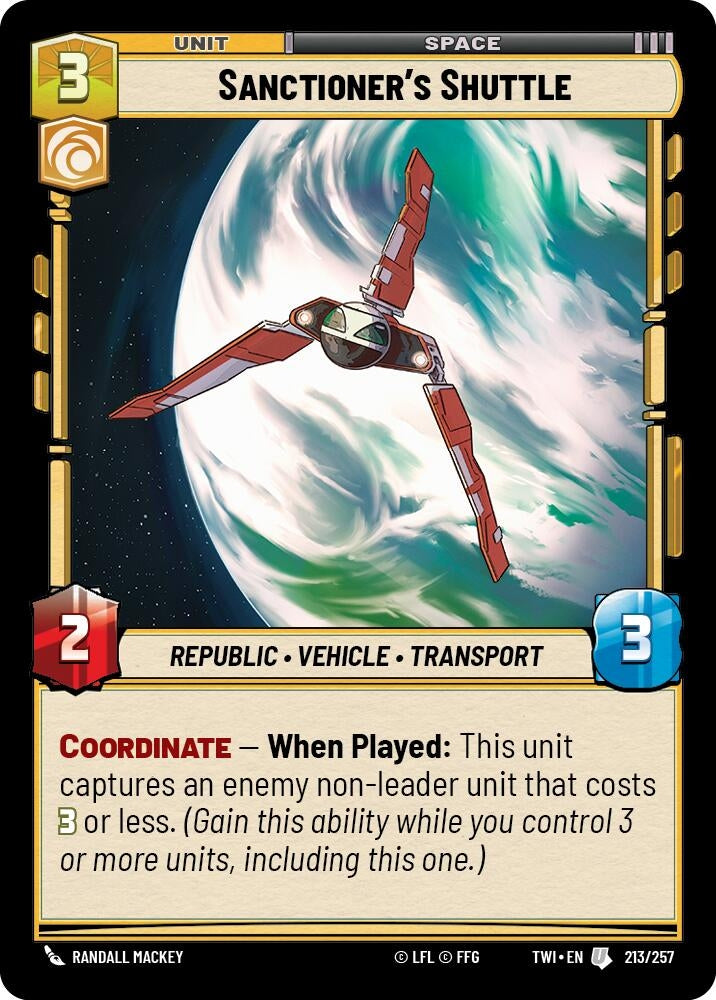 Sanctioner’s Shuttle (213) (TOR) - Star Wars: Unlimited Single
