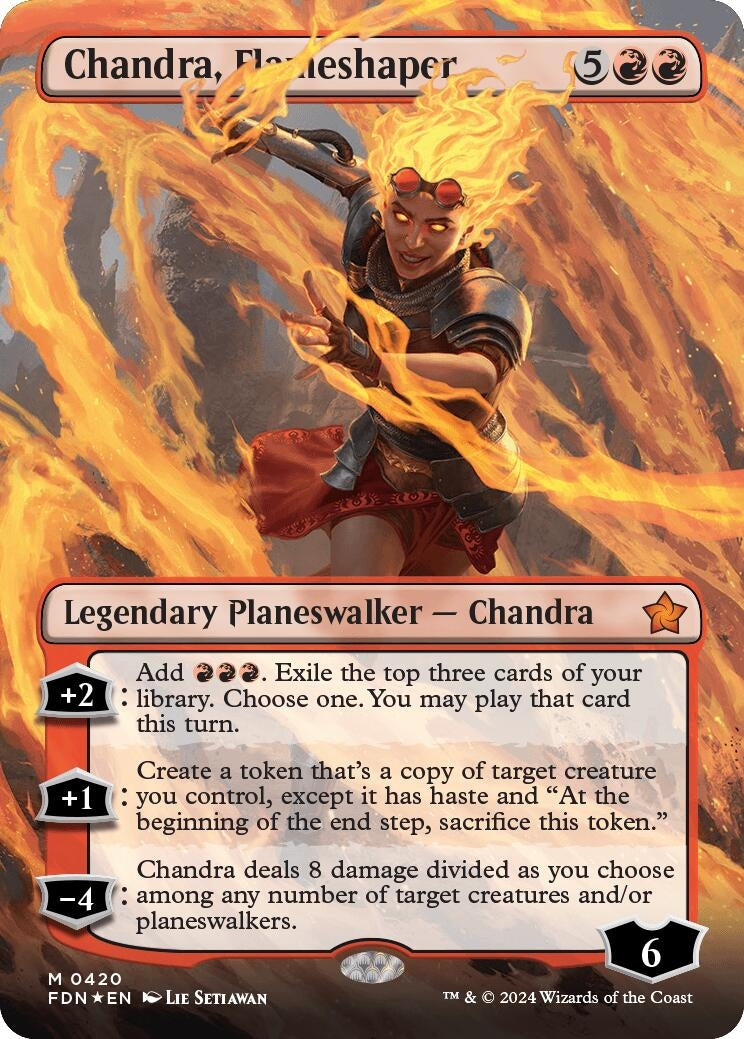 Chandra Flameshaper (Borderless) (Mana Foil) [FDN] - MTG Single