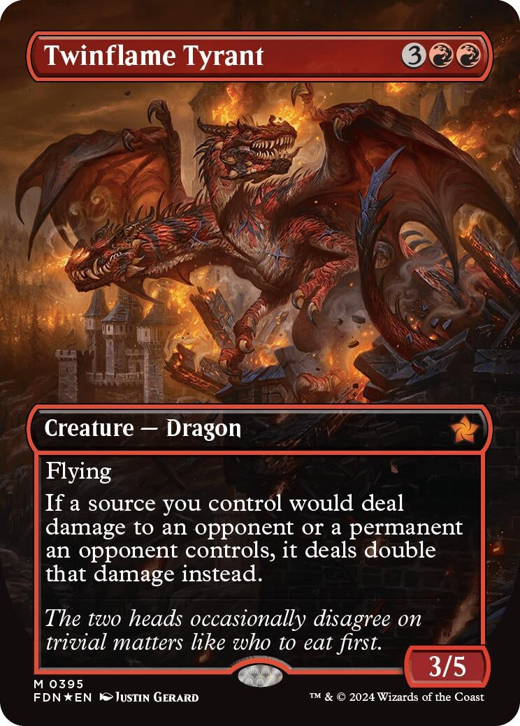 Twinflame Tyrant (Borderless) (Mana Foil) (395) [FDN] - MTG Single