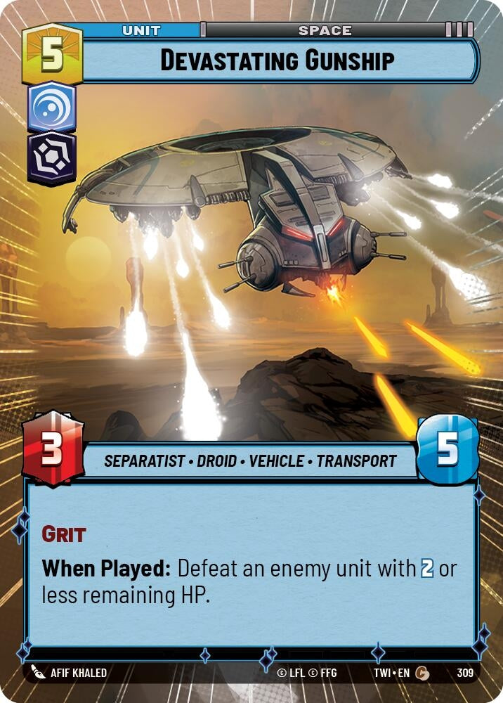 Devastating Gunship (Hyperspace) (309) (TOR) - Star Wars: Unlimited Single