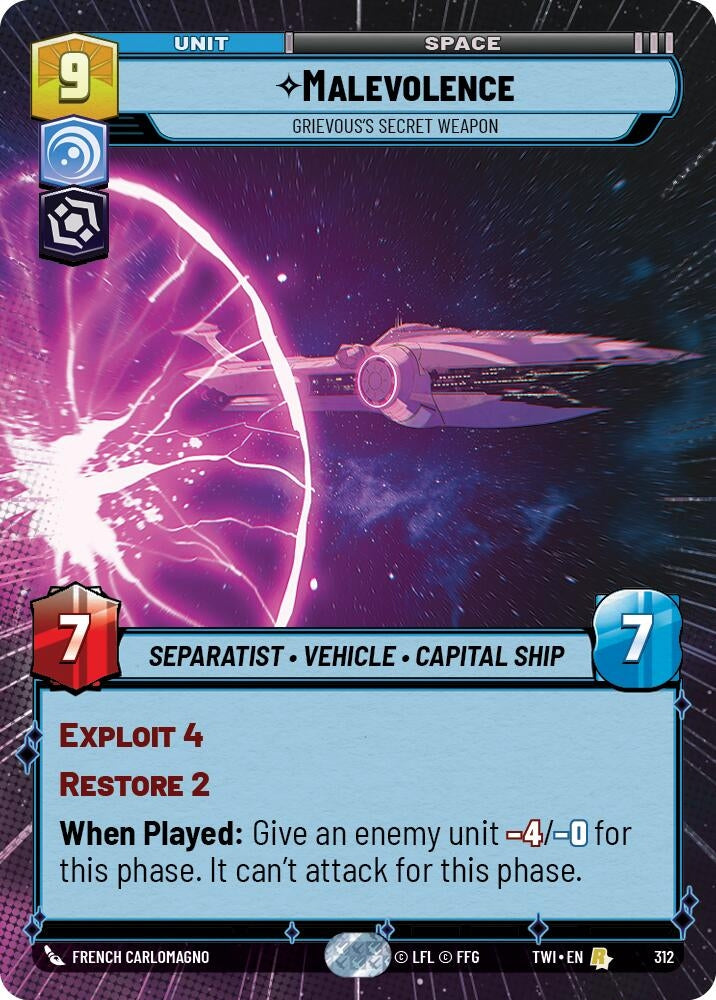 Malevolence - Grievous’s Secret Weapon (Hyperspace) (312) (TOR) - Star Wars: Unlimited Single