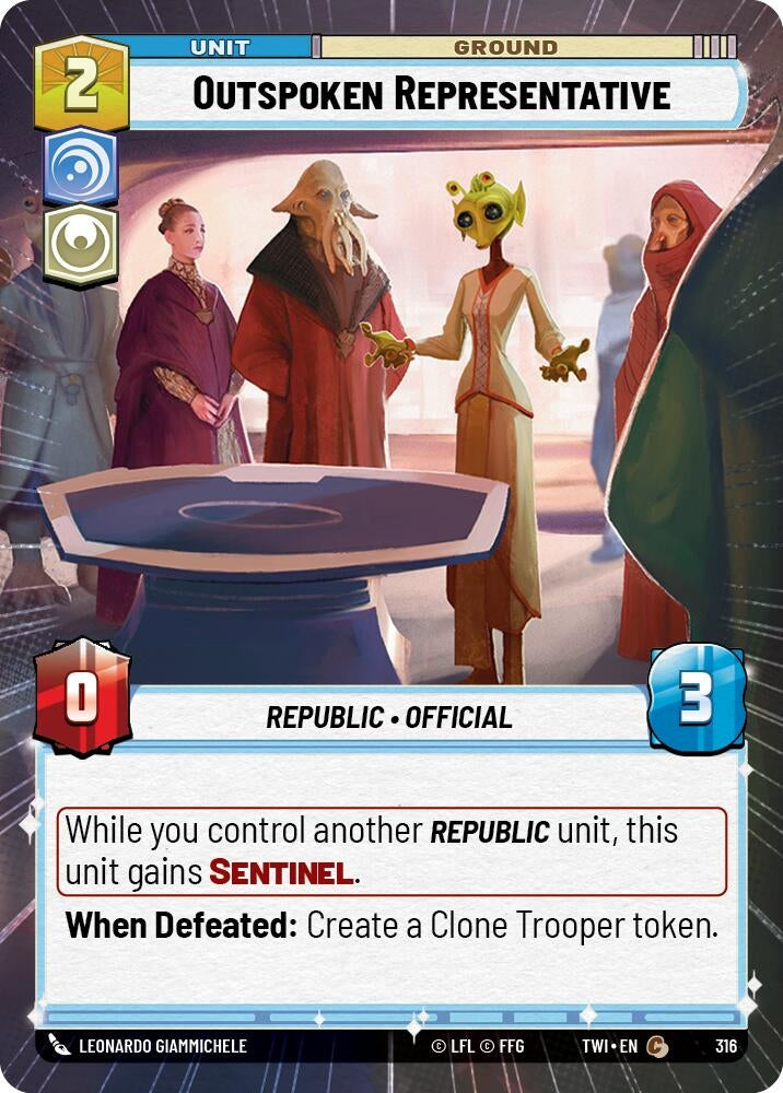 Outspoken Representative (Hyperspace) (316) (TOR) - Star Wars: Unlimited Single