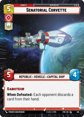 Senatorial Corvette (Hyperspace) (415) (TOR) - Star Wars: Unlimited Single