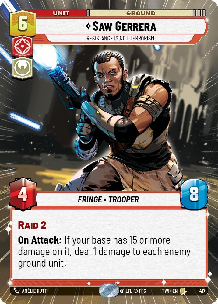 Saw Gerrera - Resistance is Not Terrorism (Hyperspace) (417) (TOR) - Star Wars: Unlimited Single