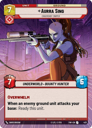 Aurra Sing - Crackshot Sniper (Hyperspace) (433) (TOR) - Star Wars: Unlimited Single