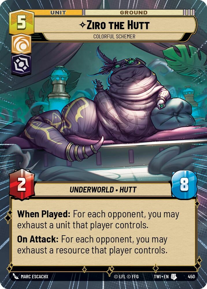Ziro the Hutt - Colorful Schemer (Hyperspace) (450) (TOR) - Star Wars: Unlimited Single