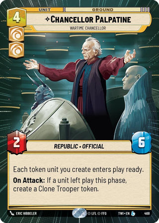 Chancellor Palpatine - Wartime Chancellor (Hyperspace) (468) (TOR) - Star Wars: Unlimited Single