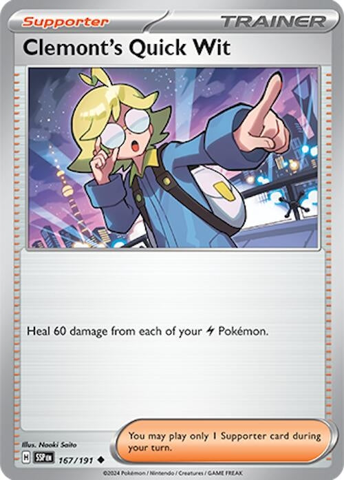 Clemont’s Quick Wit - 167/191 (167/191) [SV08: Surging Sparks] - Pokemon Single