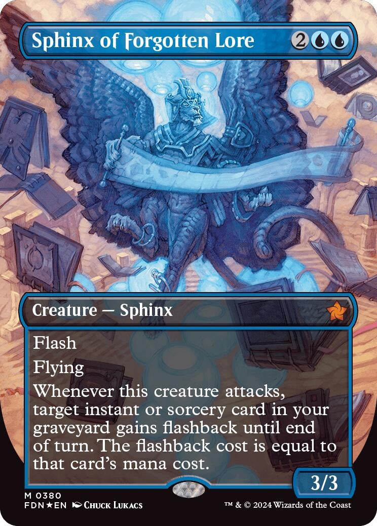 Sphinx of Forgotten Lore (Borderless) (Mana Foil) (380) [FDN] - MTG Single