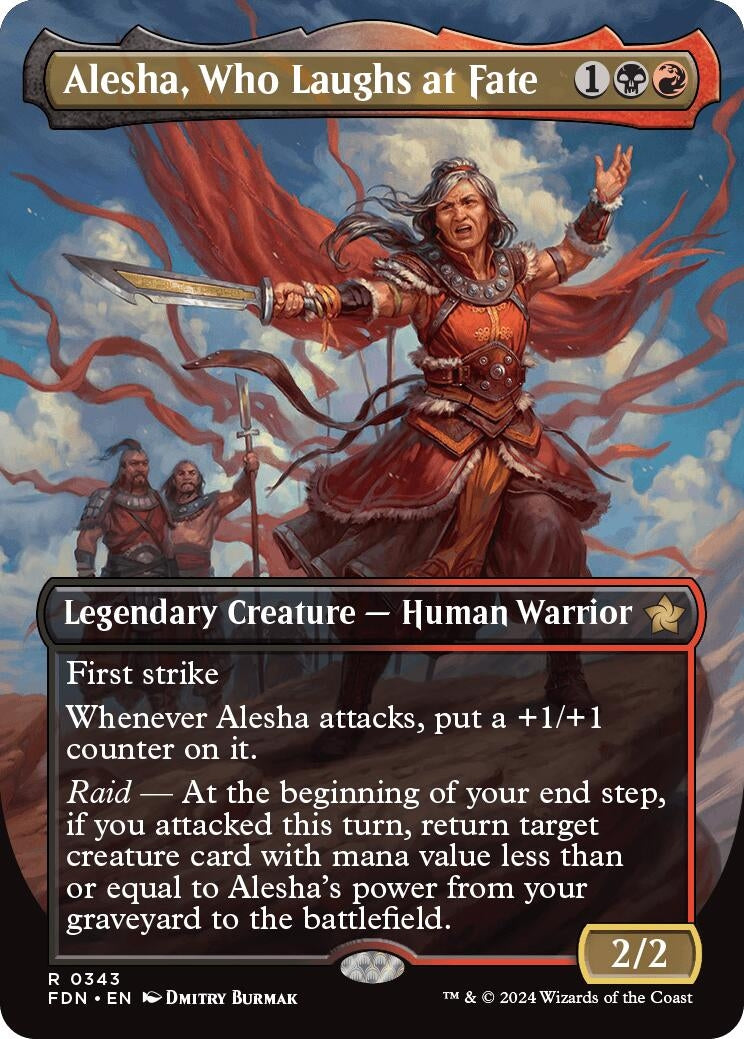 Alesha Who Laughs at Fate (Borderless) (343) [FDN] - MTG Single
