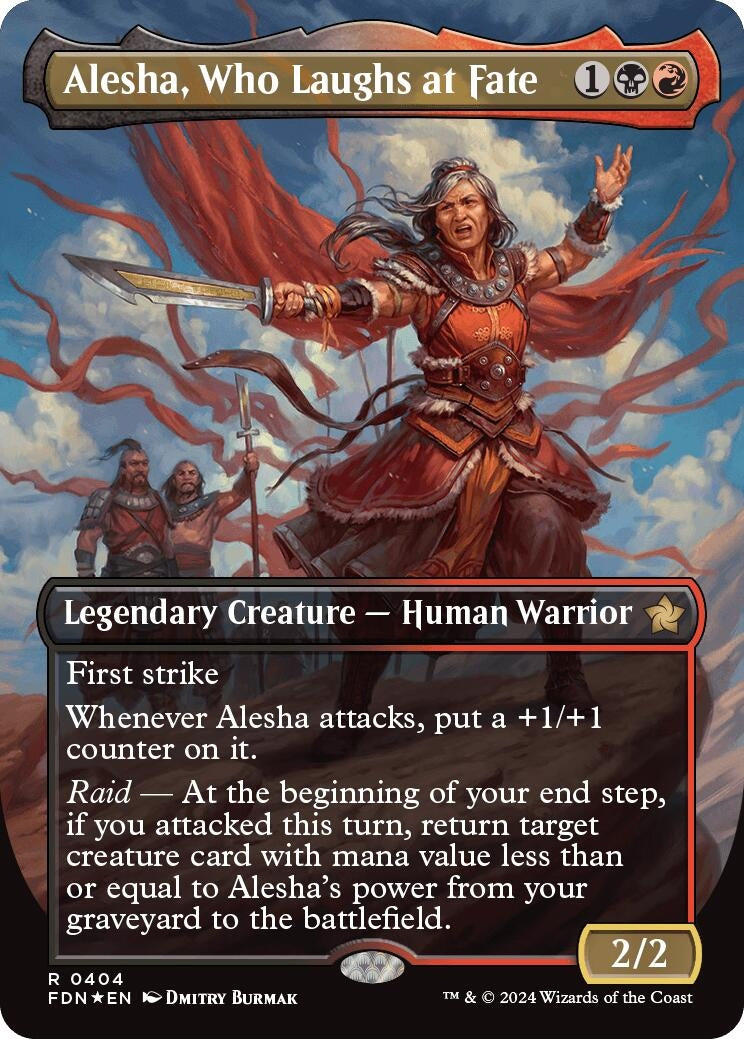 Alesha Who Laughs at Fate (Borderless) (Mana Foil) (404) [FDN] - MTG Single