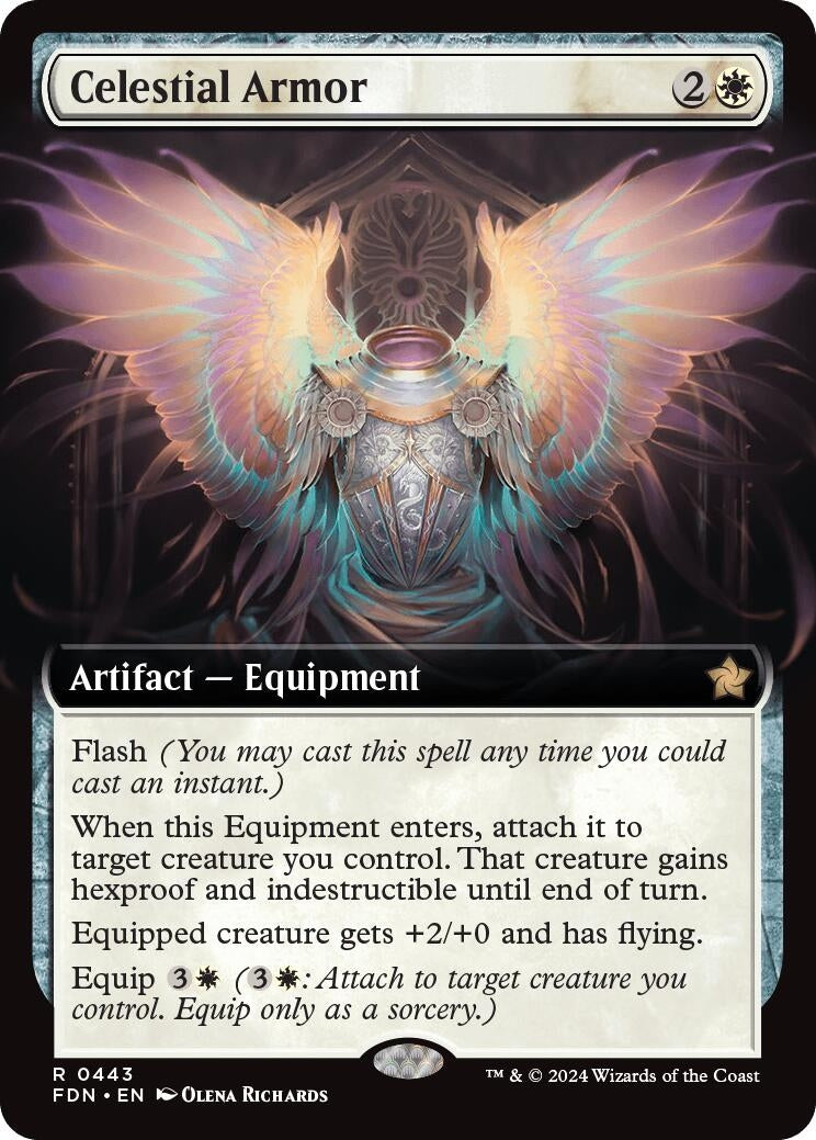 Celestial Armor (Extended Art) (443) [FDN] - MTG Single