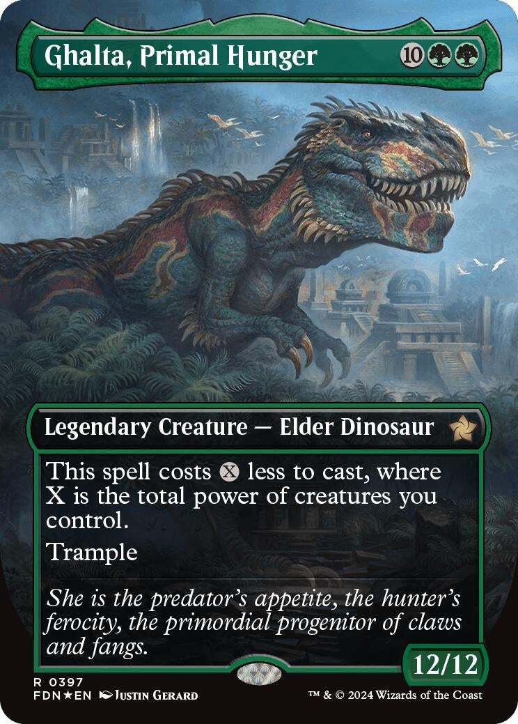 Ghalta Primal Hunger (Borderless) (Mana Foil) (397) [FDN] - MTG Single