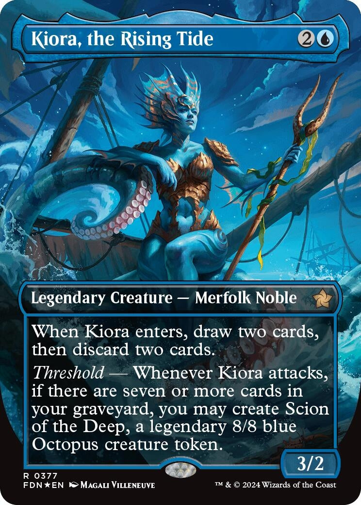 Kiora the Rising Tide (Borderless) (Mana Foil) (377) [FDN] - MTG Single