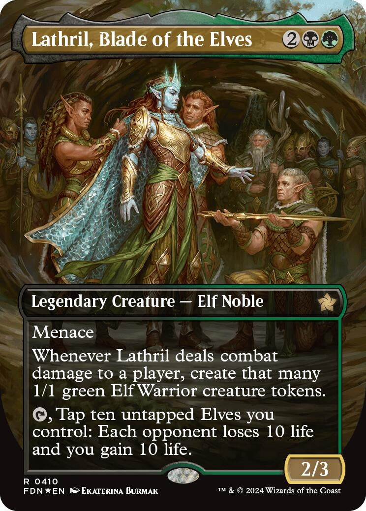 Lathril Blade of the Elves (Borderless) (Mana Foil) (410) [FDN] - MTG Single