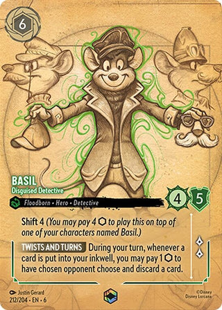 Basil - Disguised Detective (Enchanted) (212) (6) - Disney Lorcana Single