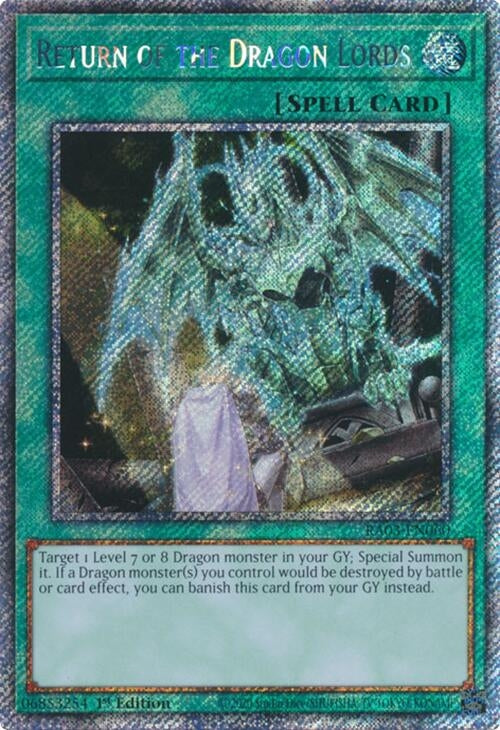 Return of the Dragon Lords (Platinum Secret Rare) (3060) - YuGiOh Single