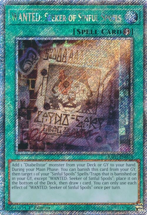 WANTED: Seeker of Sinful Spoils (Platinum Secret Rare) (3074) - YuGiOh Single