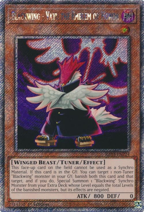 Blackwing - Vayu the Emblem of Honor (Platinum Secret Rare) (3224) - YuGiOh Single
