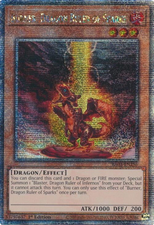 Burner Dragon Ruler of Sparks (Quarter Century Secret Rare) (3256) - YuGiOh Single
